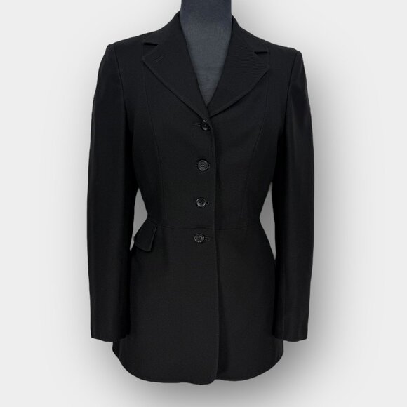 Harry Hall Womens Equestrian Riding Jacket Black 4 Button Made in England Lined - Picture 1 of 15